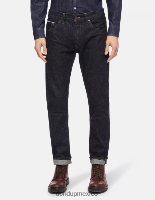 azul DONDUP hombres Vaqueros Icon regular fit en denim rígido con orillo vestir D0VXD632