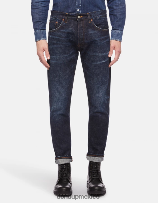 azul DONDUP hombres Vaqueros Icon regular fit en denim rígido con orillo vestir D0VXD633